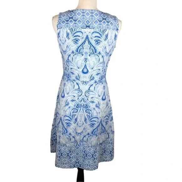 J. McLaughlin Women's Sleeveless Blue Geometric Catalina Sheath Dress Size Large - Picture 2 of 7